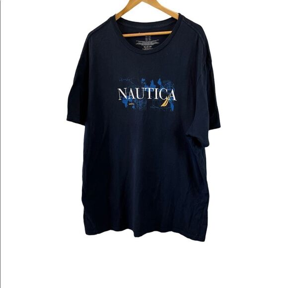 NAUTICA Navy Graphic Short Sleeve Cotton Crew Neck Short Sleeve Casual Tee Shirt - Picture 1 of 7